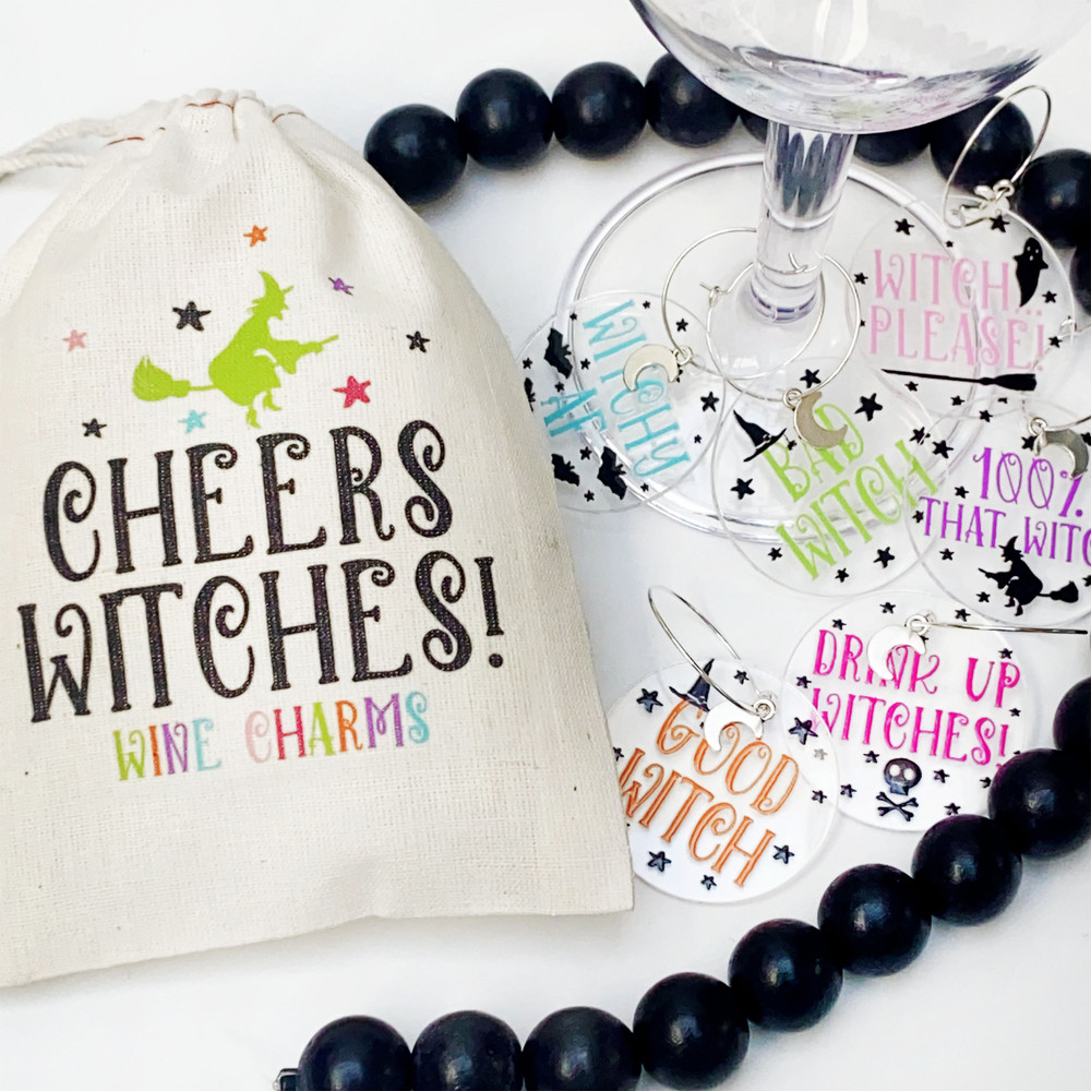Witchy AF Halloween Wine Charms