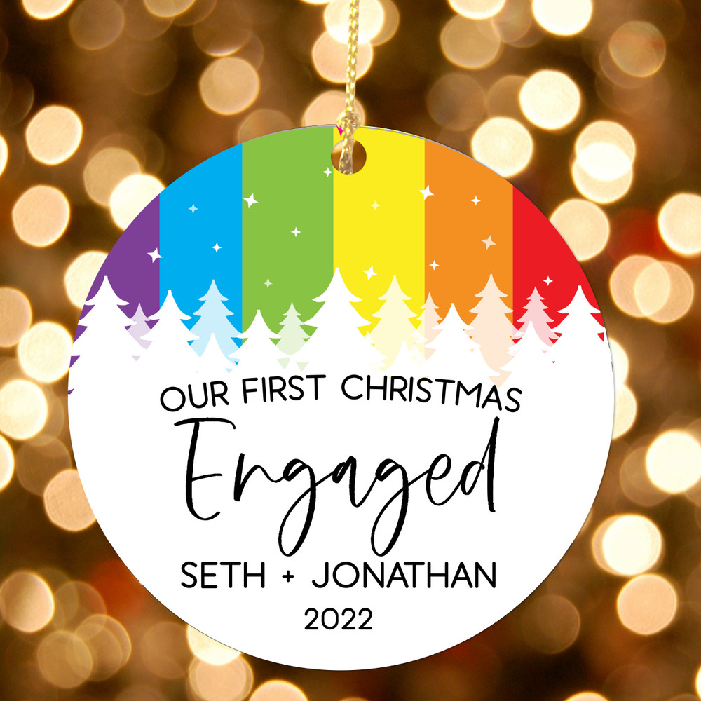 Personalized Rainbow Love Christmas Ornament - Gay Couple Christmas Ornament - Holiday Decoratios for Queer Couple LGBTQAI