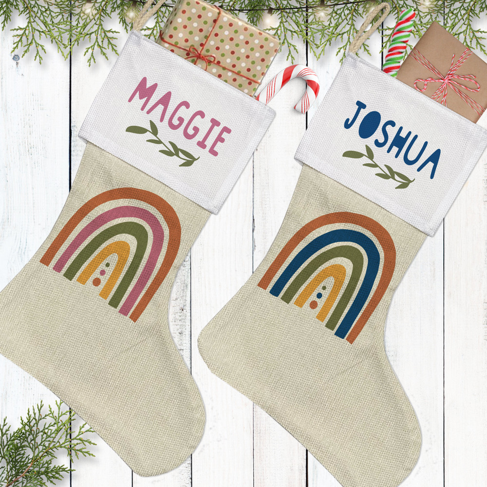 Boho Earth Rainbow Christmas Stockings