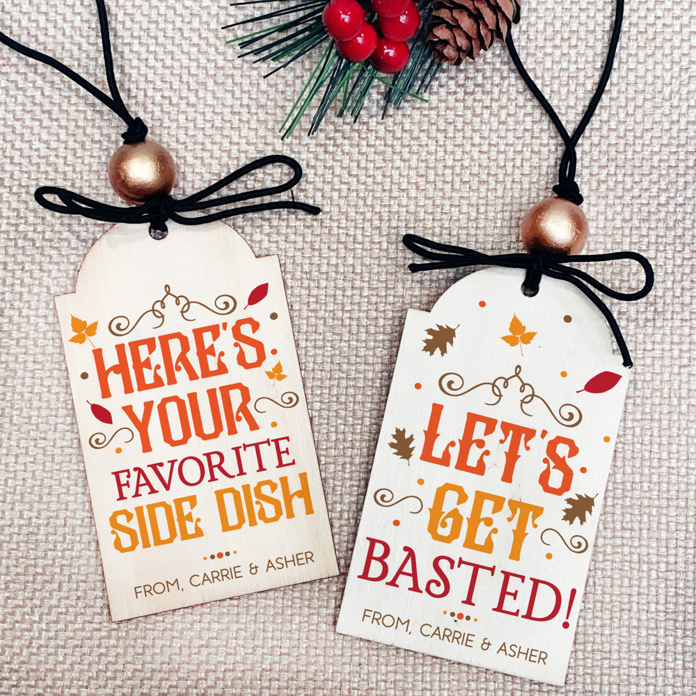 Funny Thanksgiving Wood Wine Tags