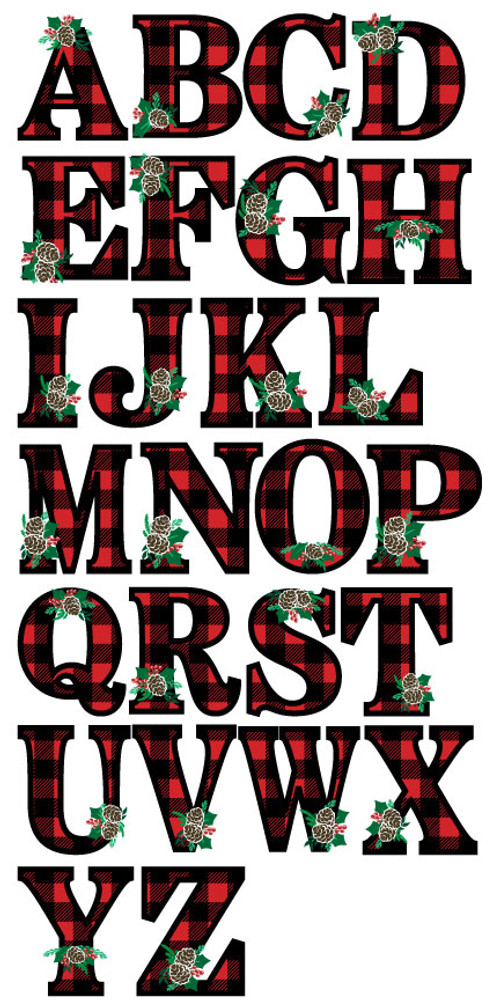 Plaid Pinecone Monogrammed Christmas Stocking