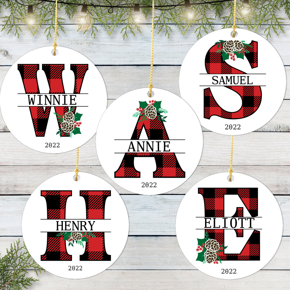 Plaid Pinecone Monogrammed Christmas Ornament - Personalized Christmas Ornament - Custom Keepsake 2022 Ornament - Christmas Ornaments for the Family