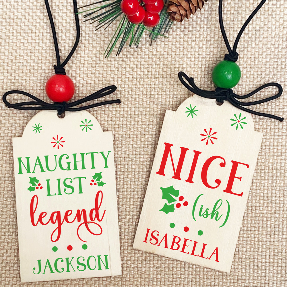 Naughty or Nice Wood Stocking Tags