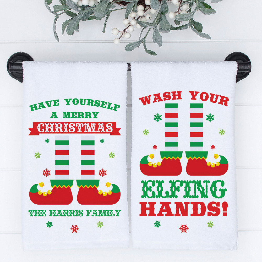 Elf Christmas Hand Towels