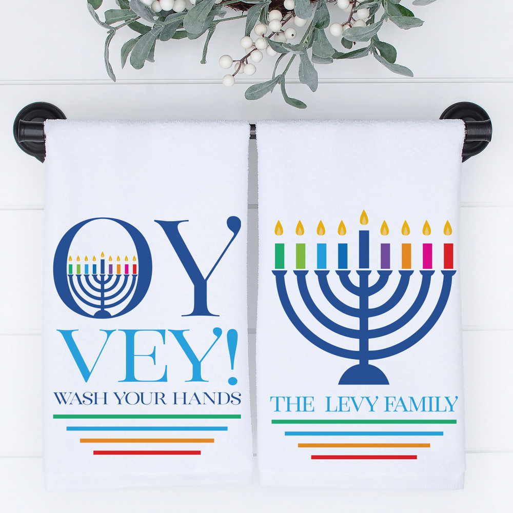 Oy Vey Hanukkah Hand Towels
