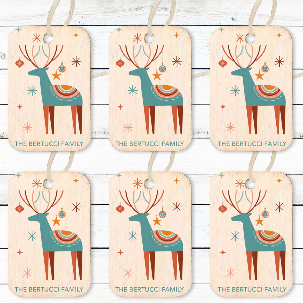 Boho Reindeer Wood Napkin Ring Tags