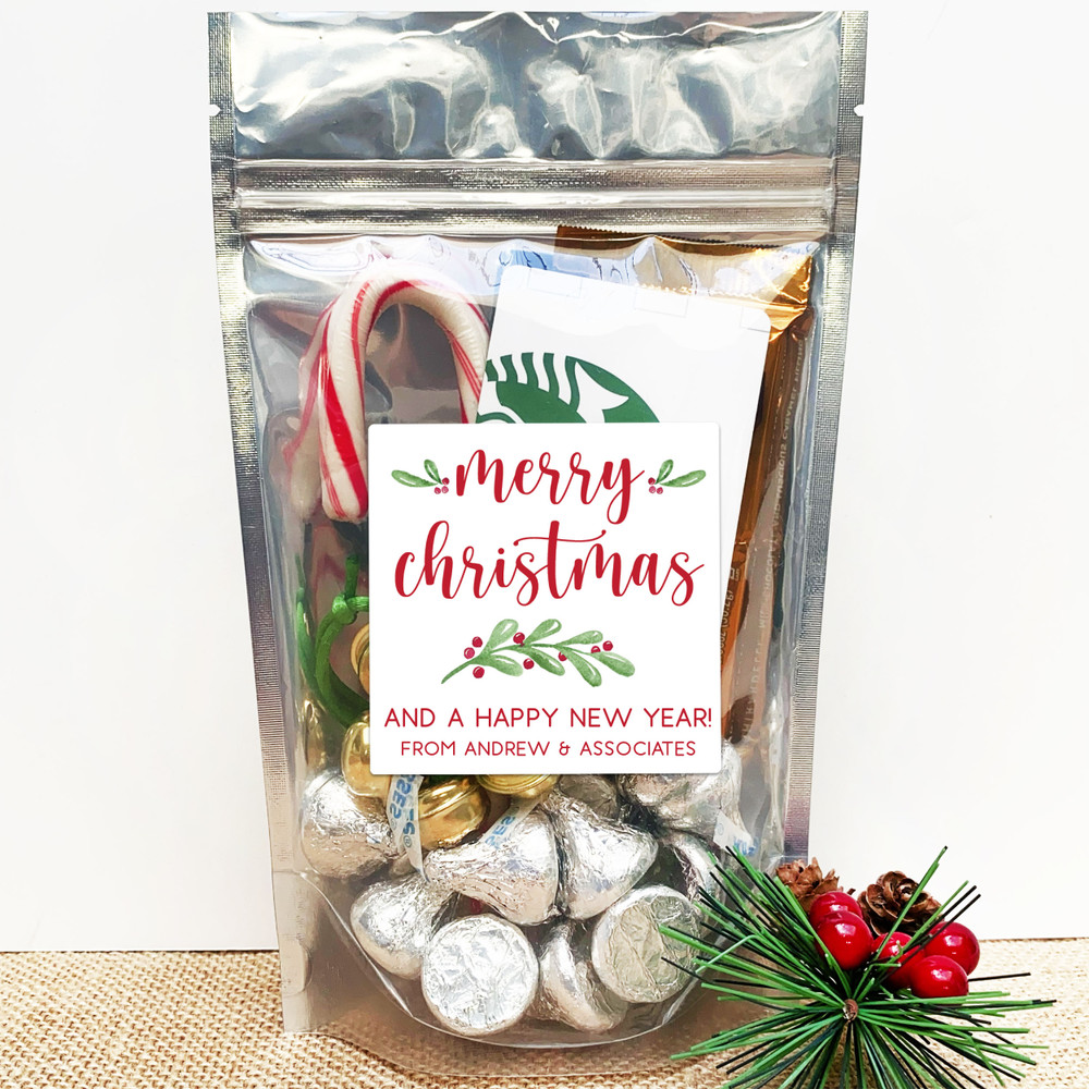 Watercolor Holly Christmas Gift Labels