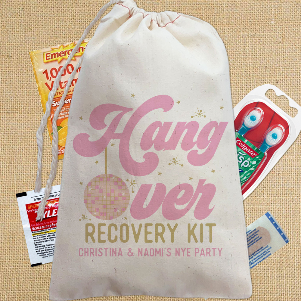 Retro New Years Eve Hangover Recovery Kit Bags