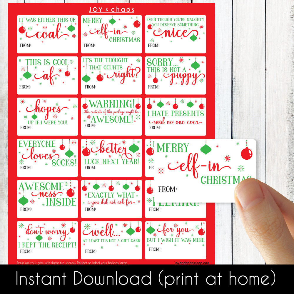 Naughty But Funny Christmas Printable Gift Labels (Instant Download)