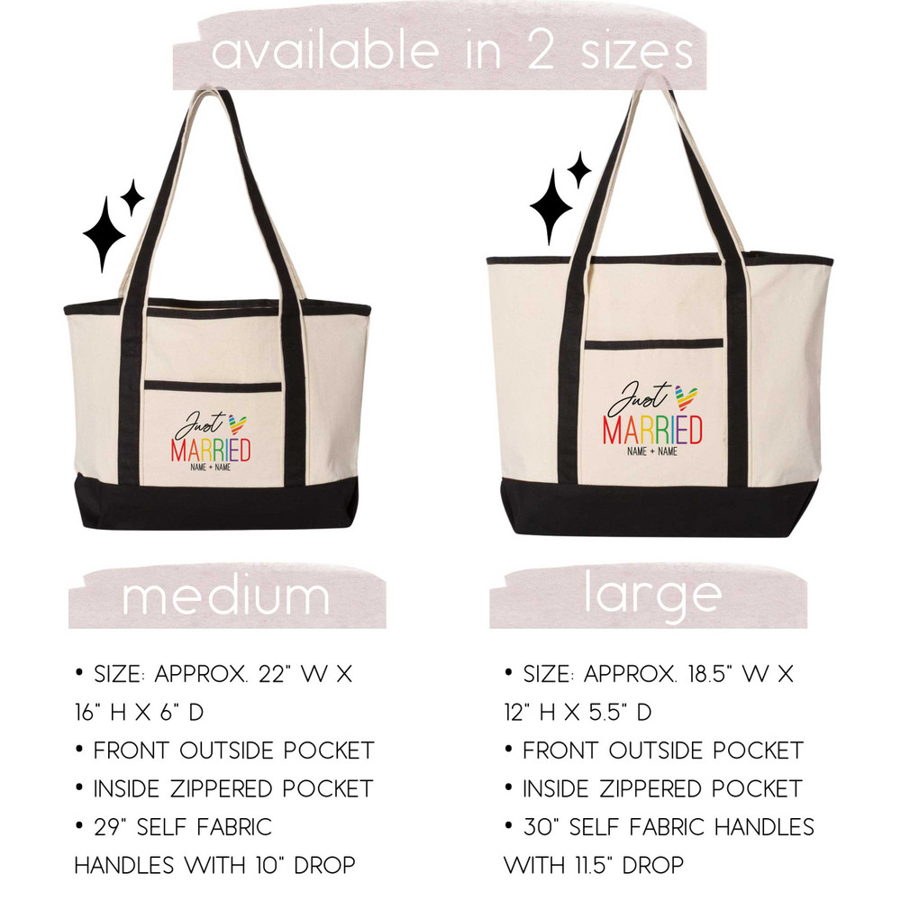 Rainbow Heart Just Married Beach Tote Bag