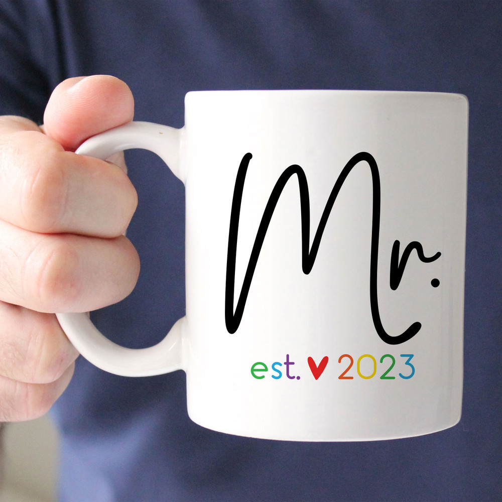 Mr. & Mr. Mugs - Personalized Mug Set for Gay Couple - Custom His and His Mugs for Grooms - Gift for Husband  - Wedding Mugs for Same Sex Male Couple