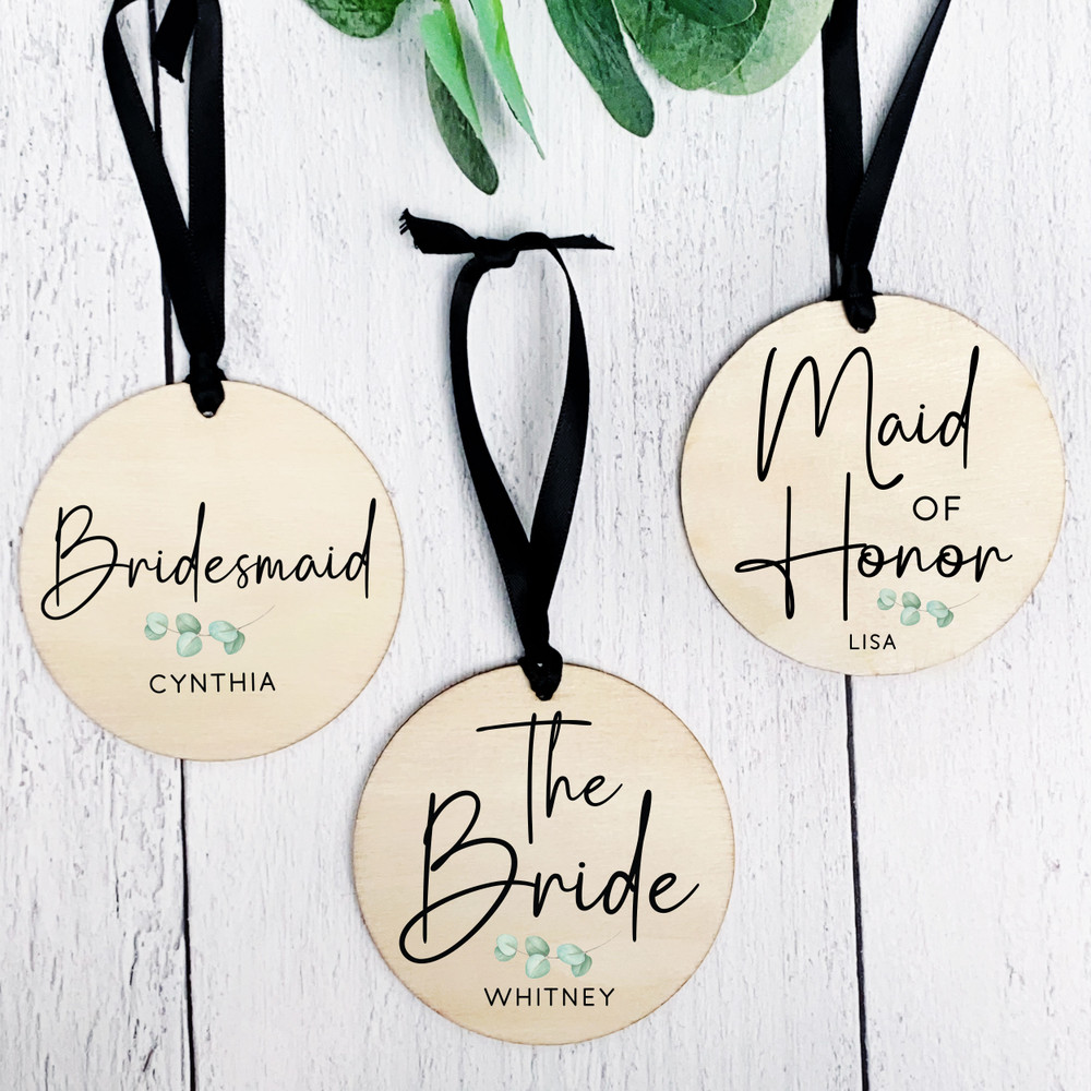 Eucalyptus Bridal Party Wood Hanger Tags