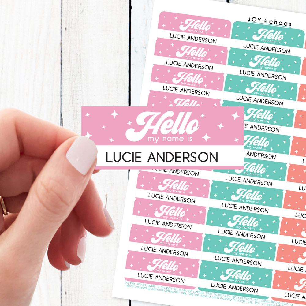 Hello Retro Classic Name Labels