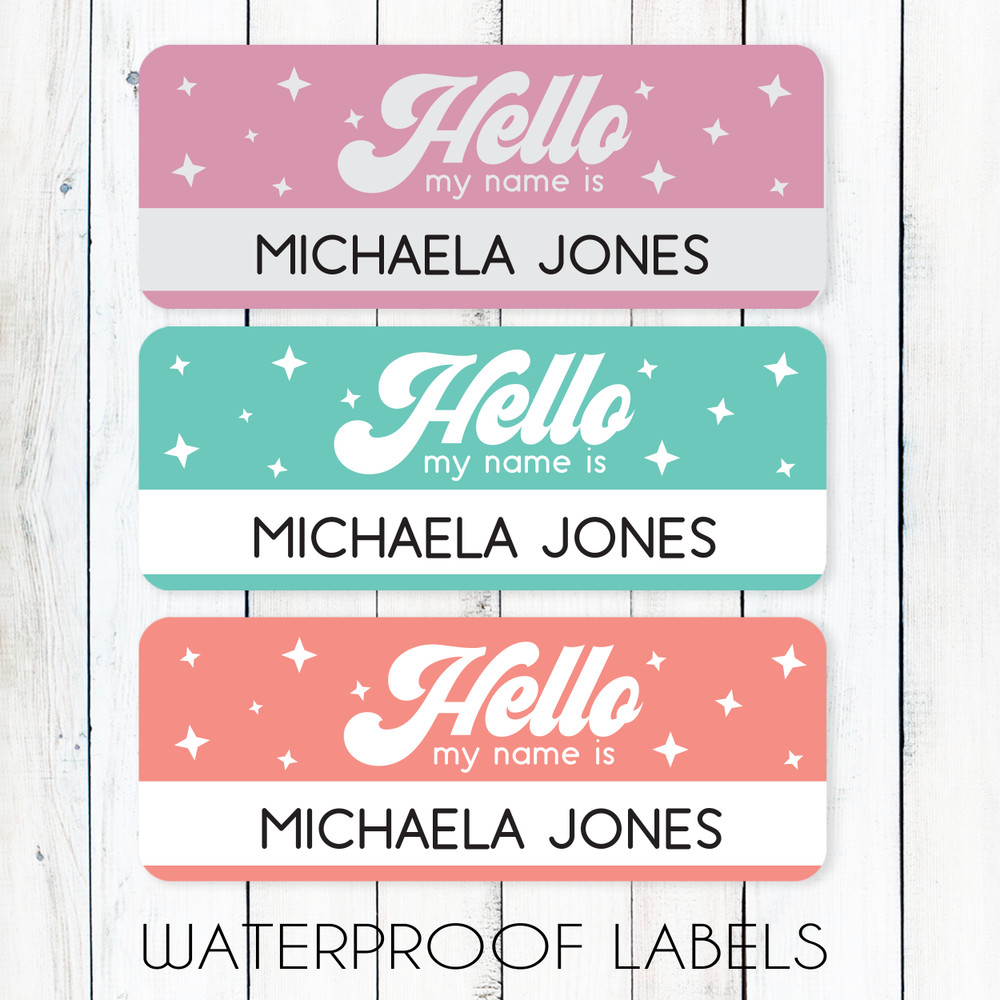 Hello Retro Classic Name Labels