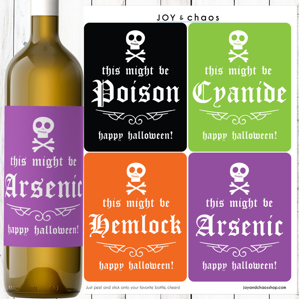 You Might Die Halloween Wine Labels