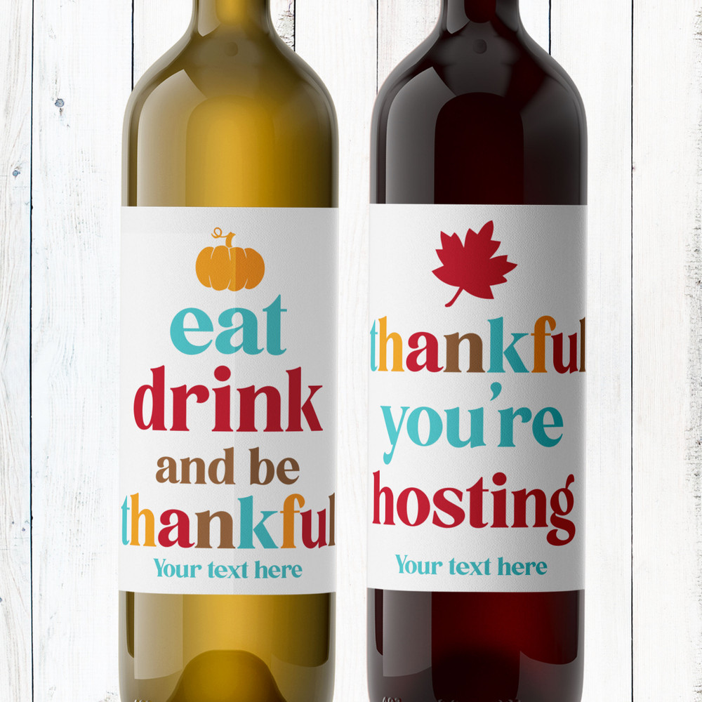 Retro Thanksgiving Wine Labels