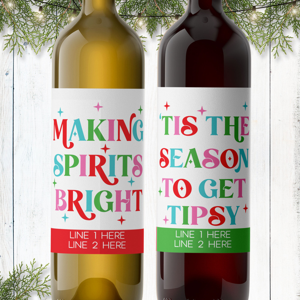 Cheerful Christmas Wine Labels