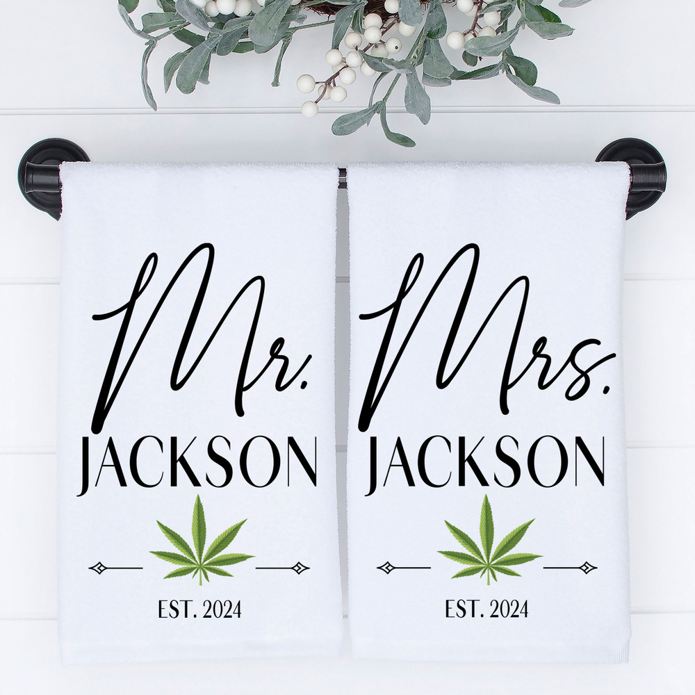 Cannabis Mr. and Mrs. Hand Towels