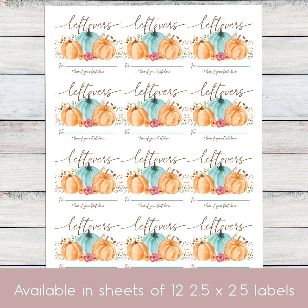 Watercolor Thanksgiving Leftovers Labels