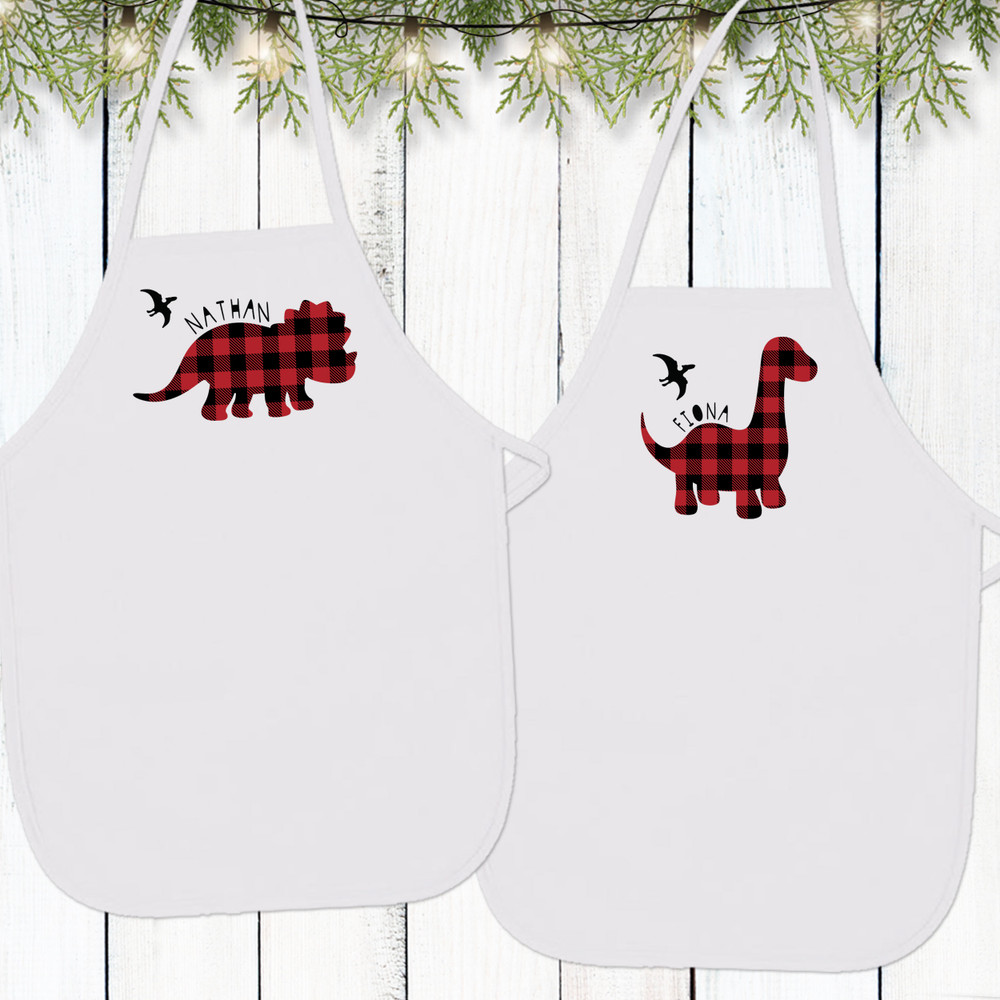 Plaid Dinosaur Aprons