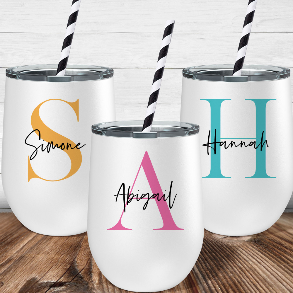 Modern Monogram Wine Tumbler