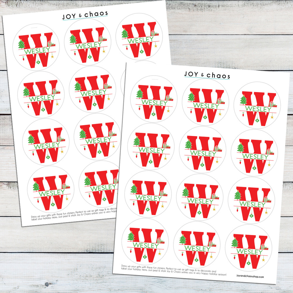 Christmas Monogram Gift Labels