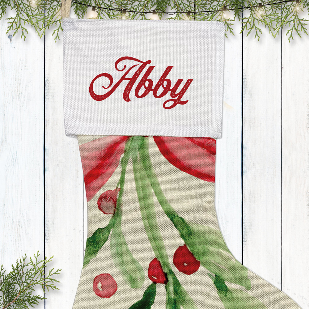 Watercolor Mistletoe Christmas Stockings