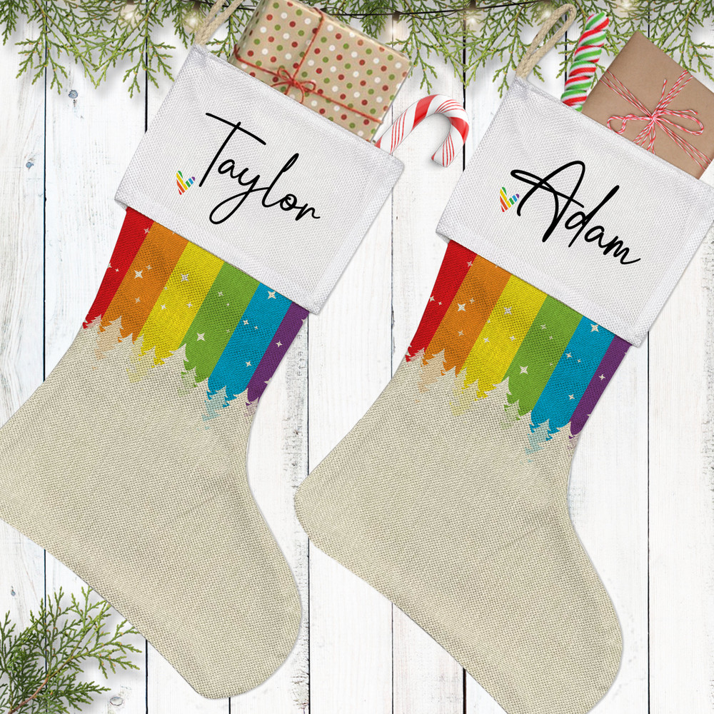 Rainbow Trees Christmas Stockings