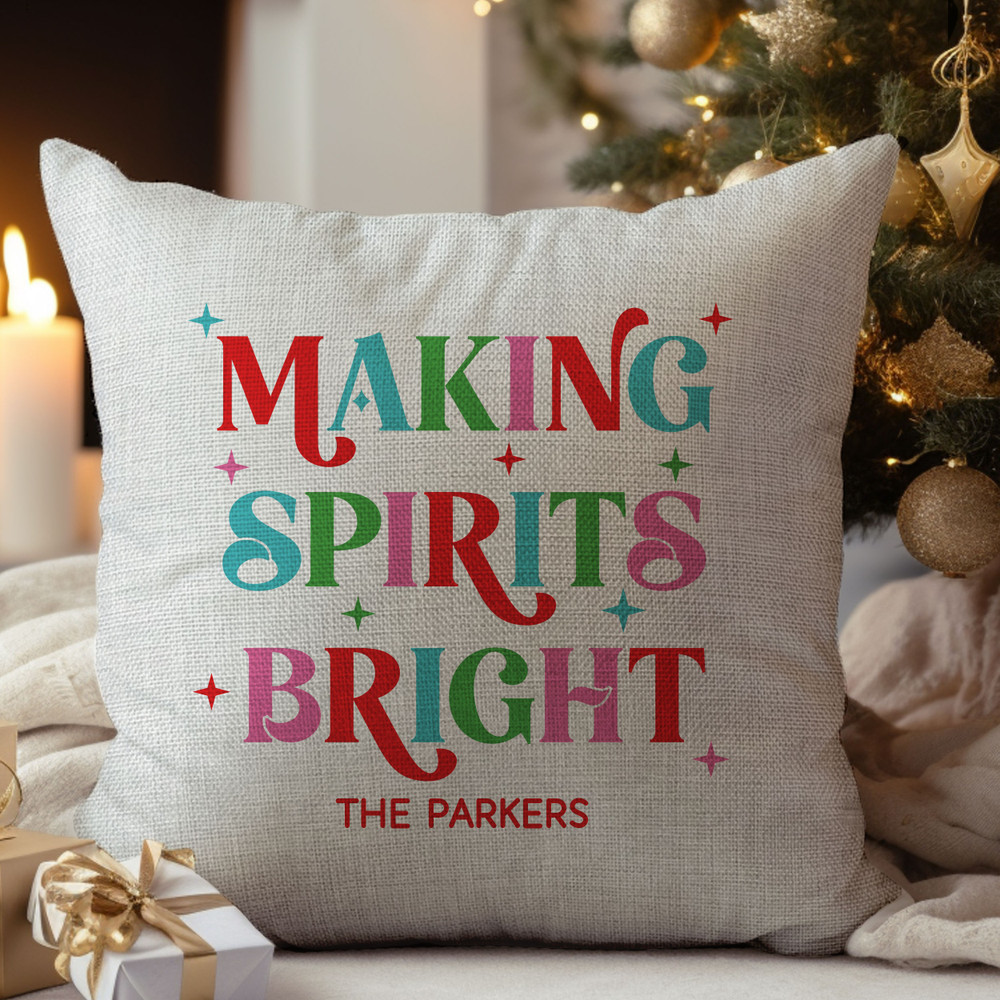 Making Spirits Bright Throw Pillow Cover