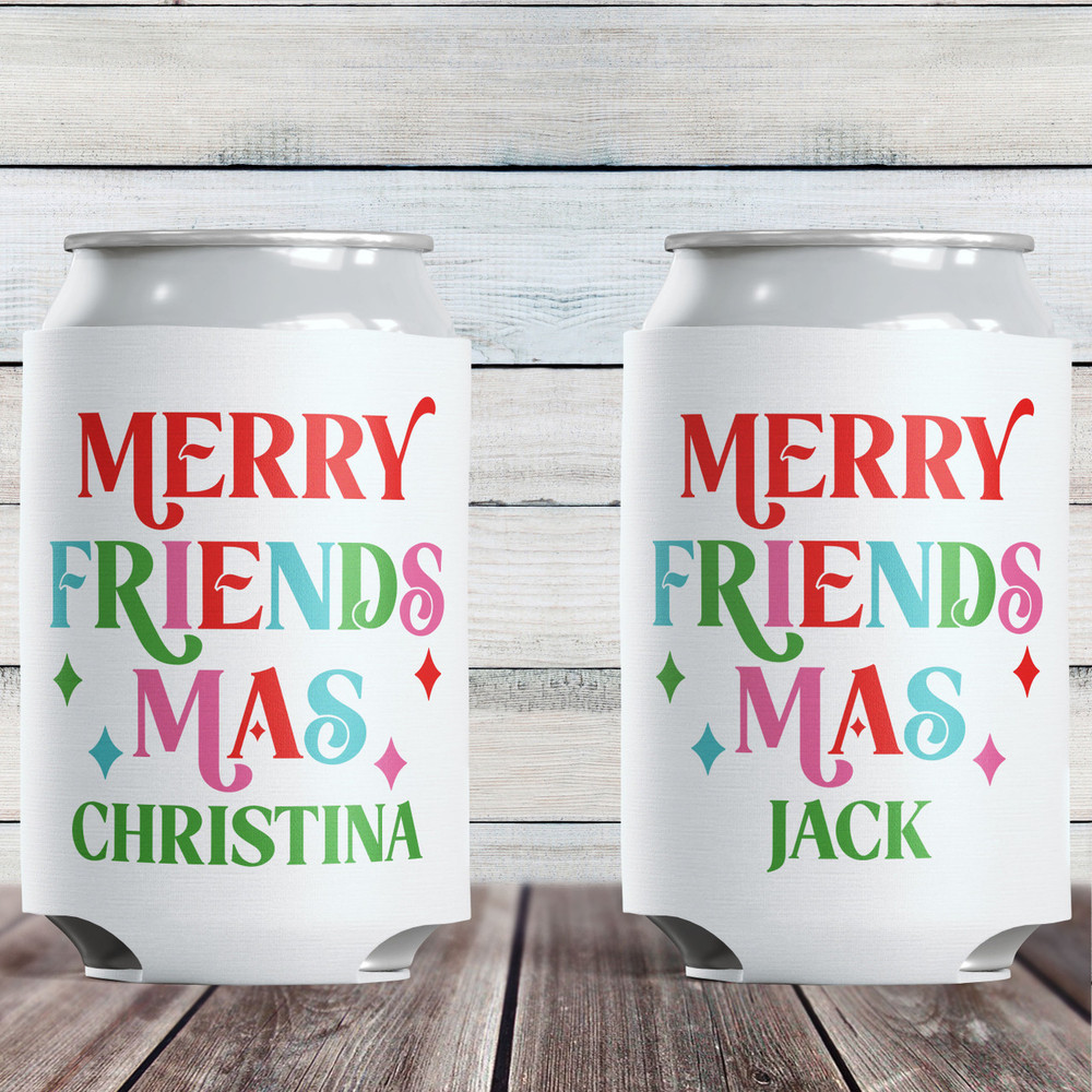 Cheerful Friendsmas Can Coolers