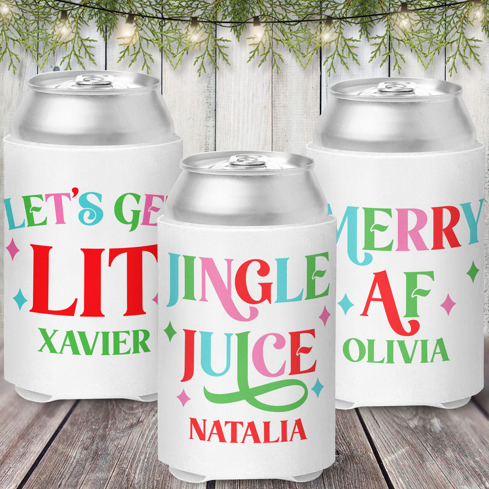 Cheerful Friendsmas Can Coolers