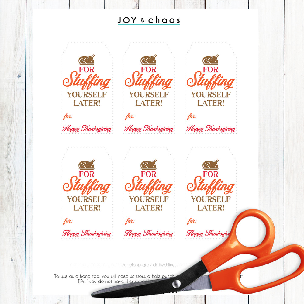 Stuff Yourself Thanksgiving Printable Tags (Instant Download)