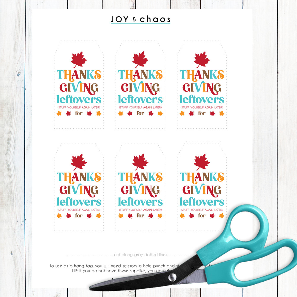 Cheerful Thanksgiving Leftovers Printable Tags (Instant Download)