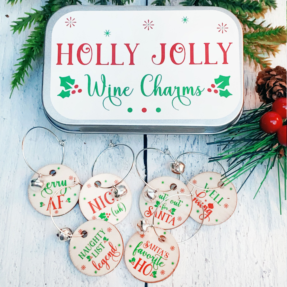 Naughty Christmas Wine Charms