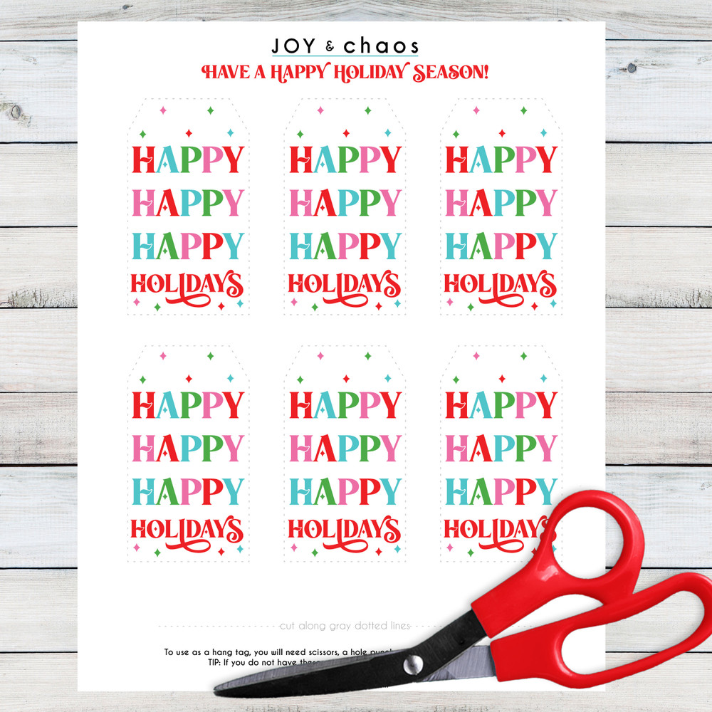 Cheerful Holidays Printable Tags (Instant Download)