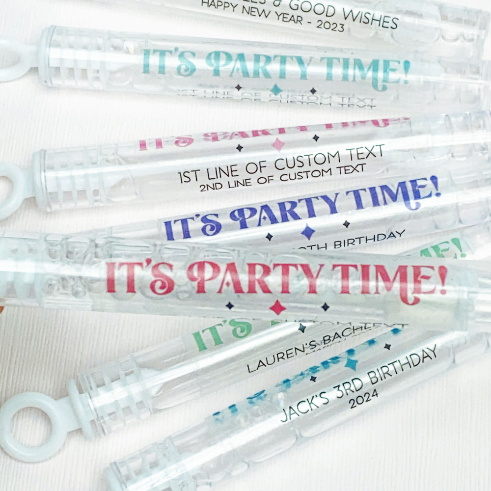 Cheerful It’s Party Time Bubble Labels