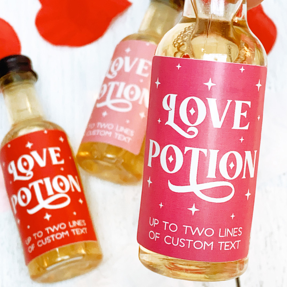 Love Potion Mini Liquor Bottles + Labels