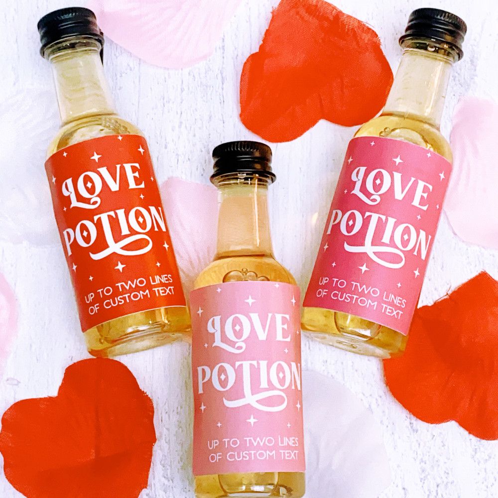 Love Potion Mini Liquor Bottles + Labels