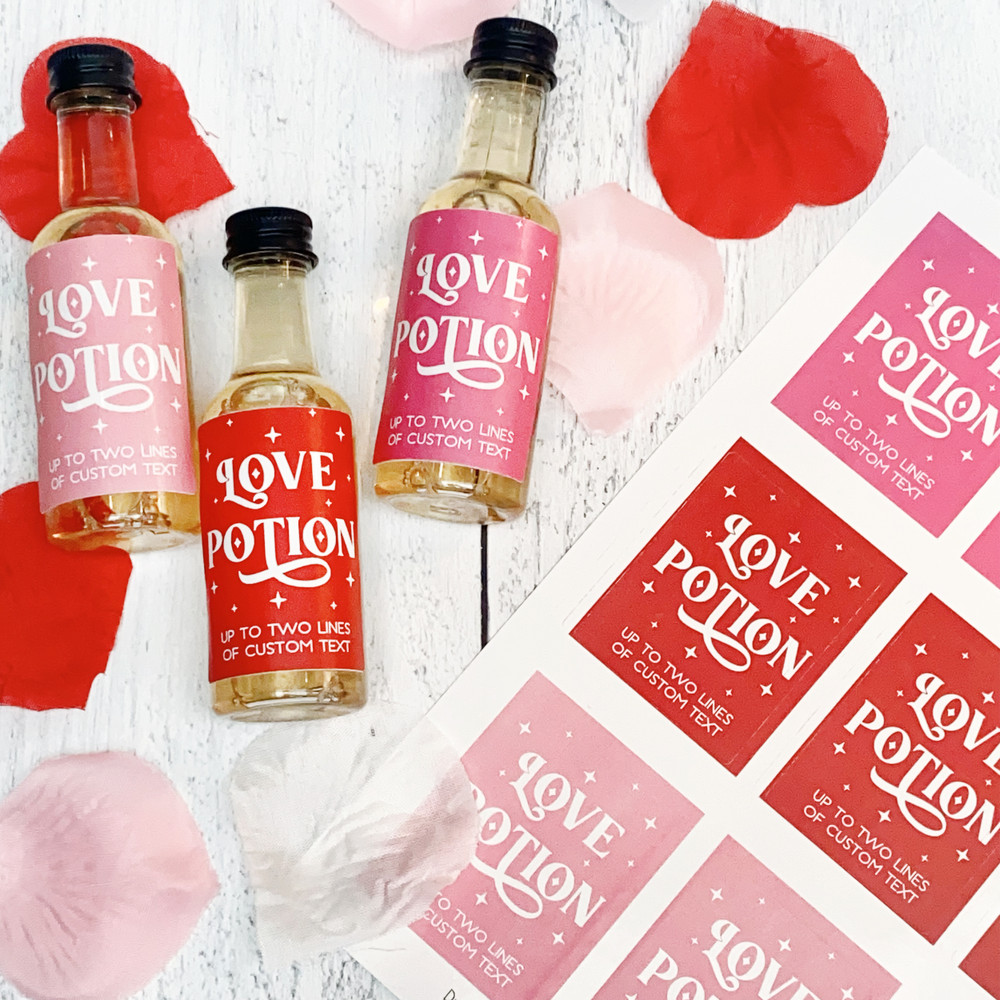 Love Potion Mini Liquor Bottles + Labels