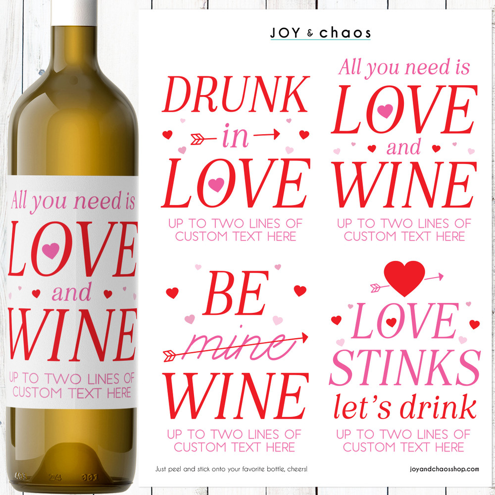 Just The Girls Valentine Wine Labels