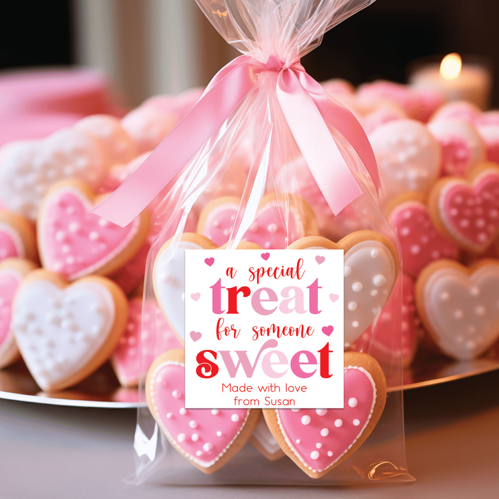A Special Treat for Someone Sweet Custom Cookie Labels - Personalized Favor Labels for Baked Goods - Valentines Day Candy Bag Stickers - Custom Valentines Day Treat Labels