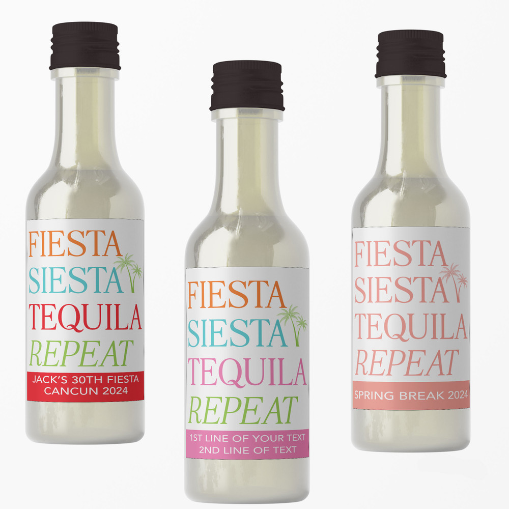 Fiesta Siesta Tequila Mini Liquor Bottles + Labels