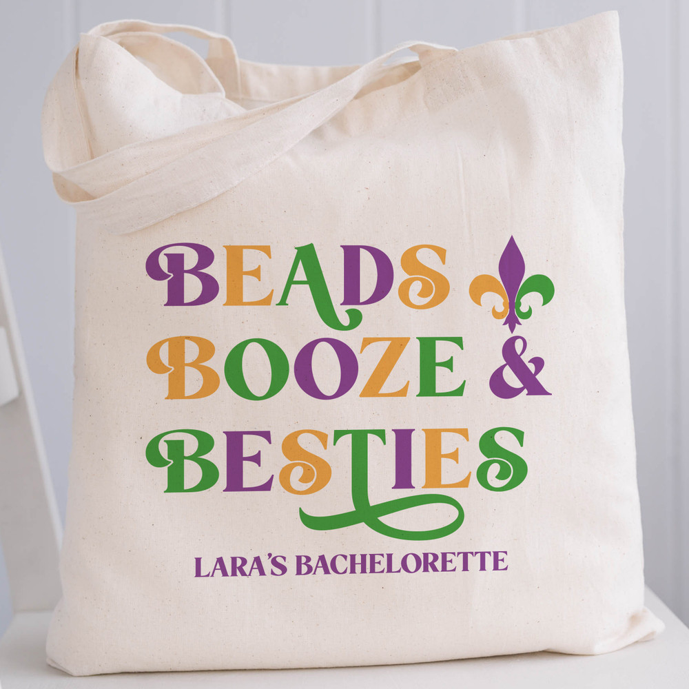 Beads Booze + Besties Tote Bags