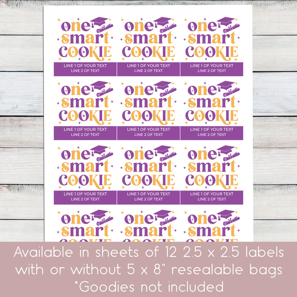 One Smart Cookie Graduation Labels + Resealable Bags