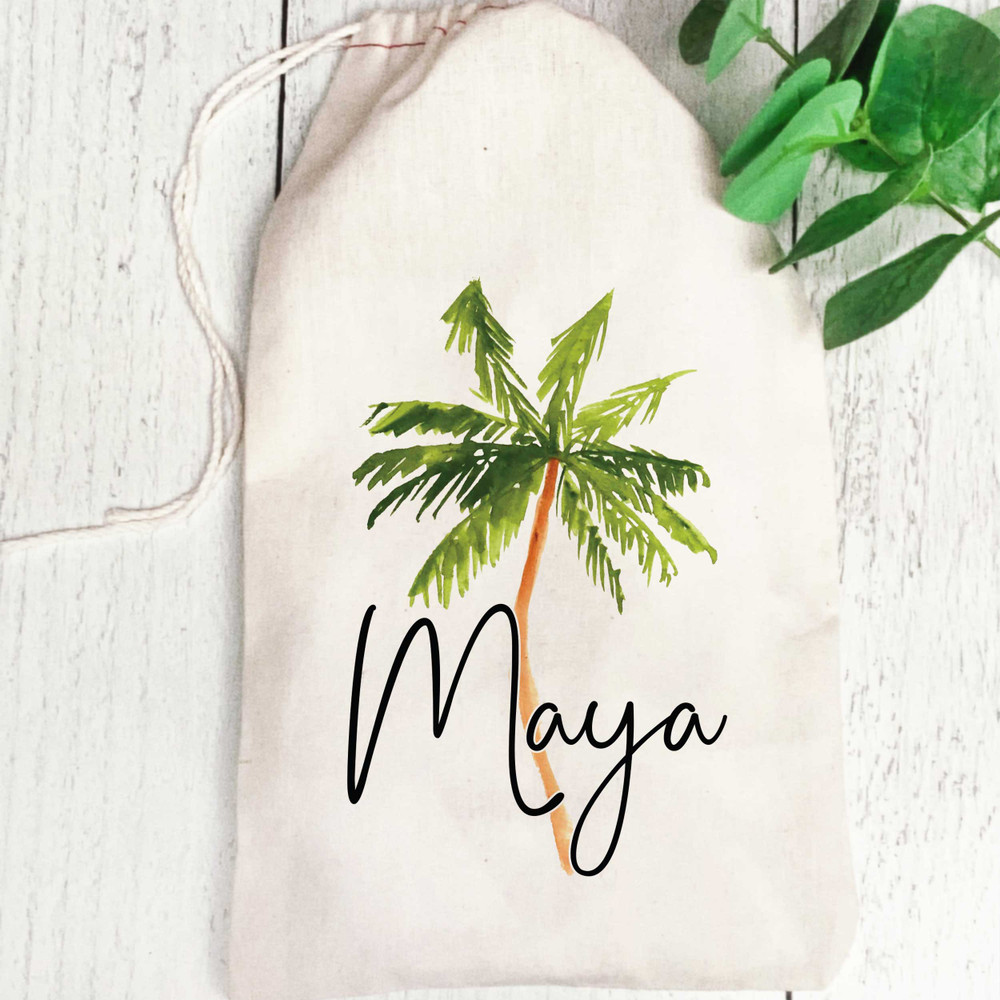 Palm Tree Name Tote Bags