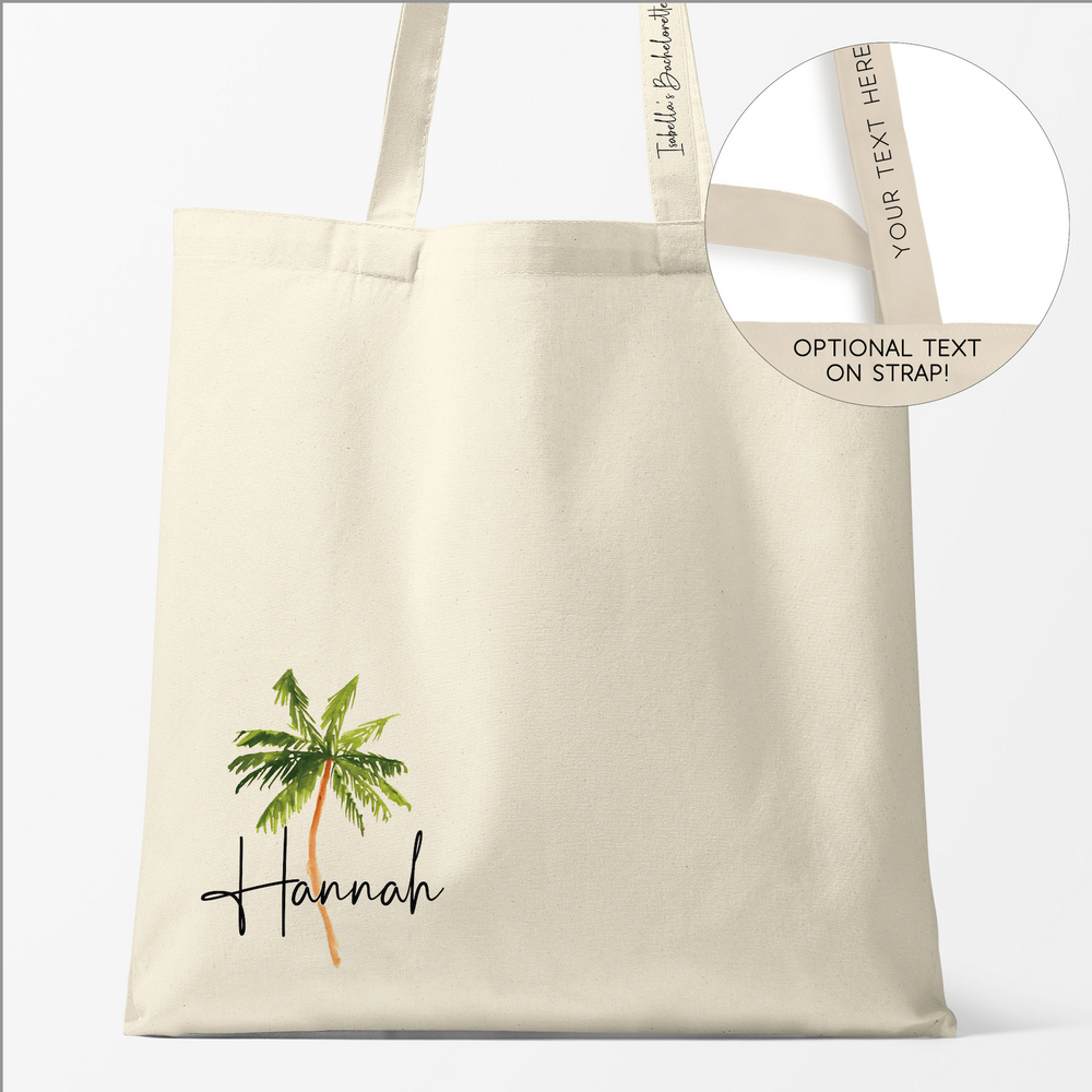 Palm Tree Name Tote Bags