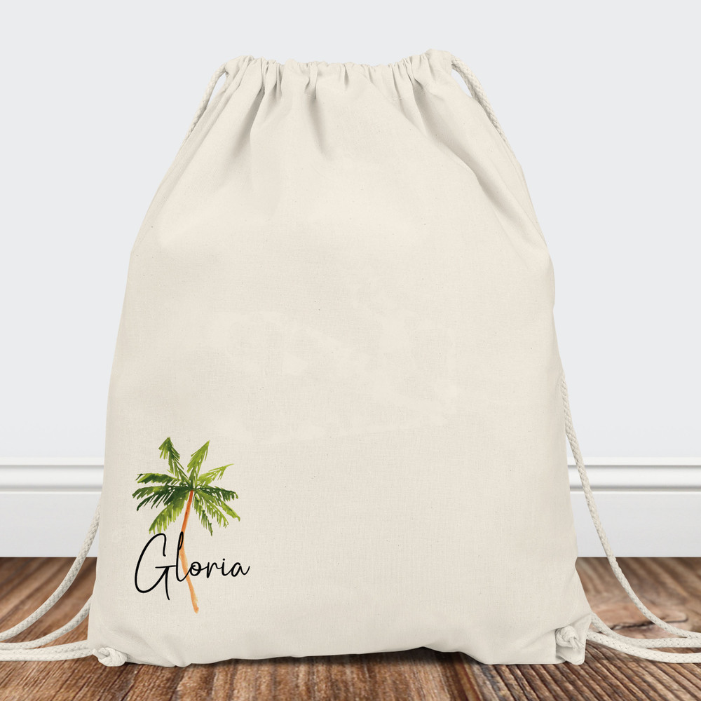 Palm Tree Name Tote Bags