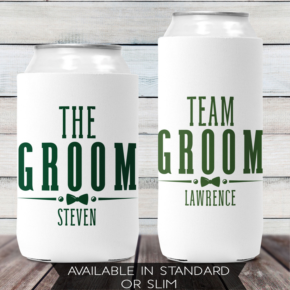 Custom Groomsman Can Coolers for Bachelor Party - Team Groom Can Cozies - Personalized Groomsmen Can Coolers for Wedding