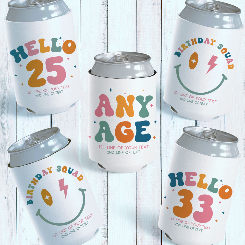Retro Birthday Can Coolers
