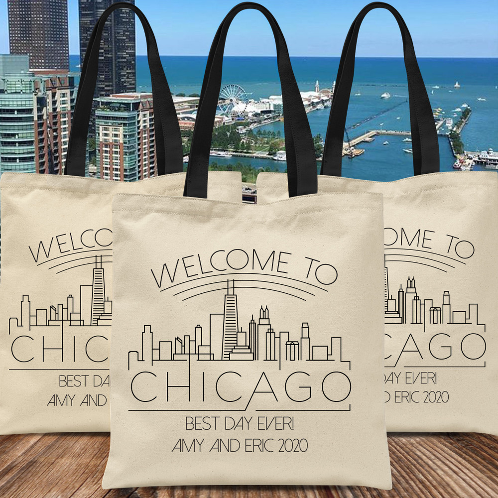 Welcome to Chicago Skyline Tote Bags